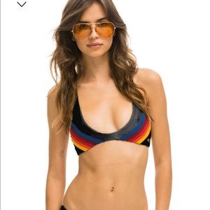 NWT Aviator Nation 5-stripe racer back bikini top
